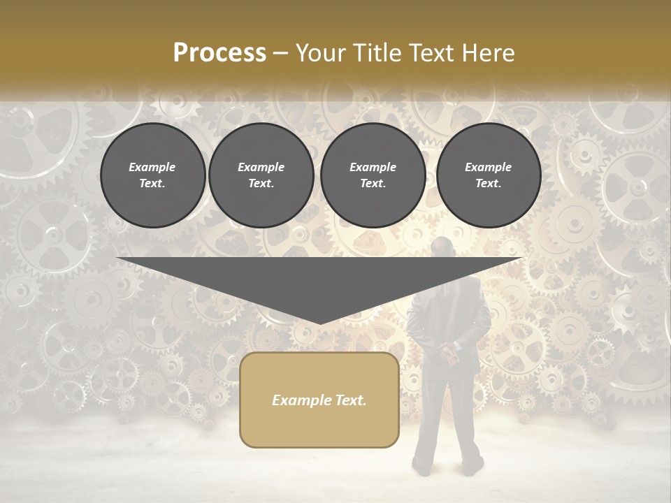 A Man Standing In Front Of A Wall Of Gears PowerPoint Template