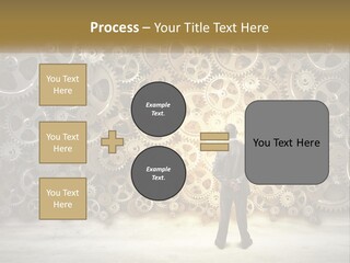 A Man Standing In Front Of A Wall Of Gears PowerPoint Template