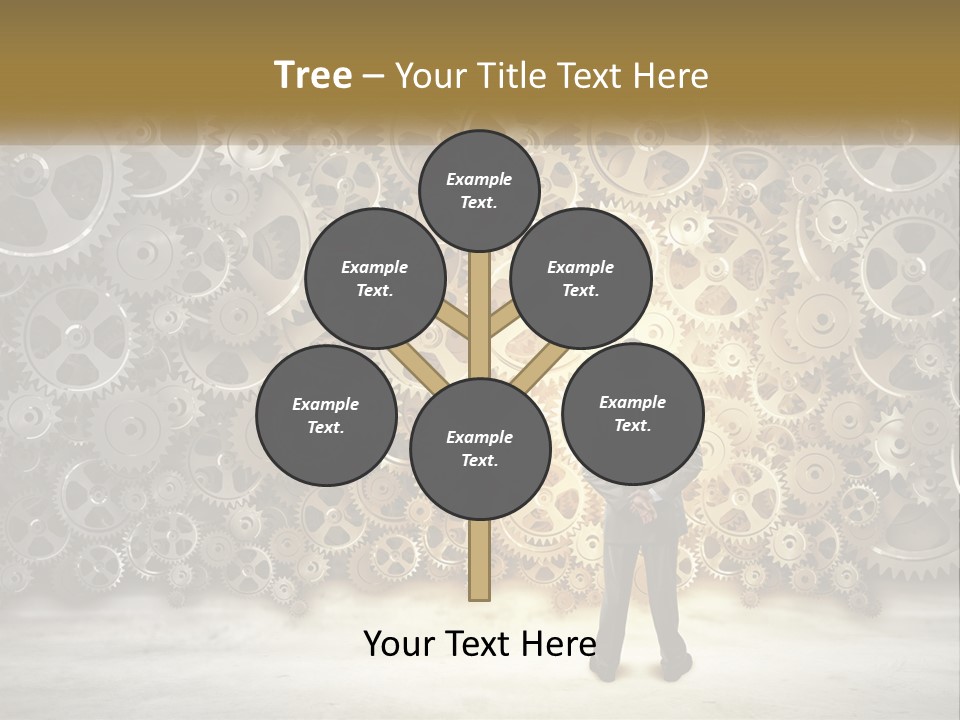A Man Standing In Front Of A Wall Of Gears PowerPoint Template
