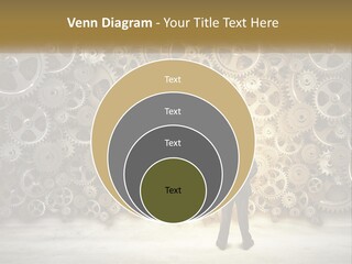A Man Standing In Front Of A Wall Of Gears PowerPoint Template