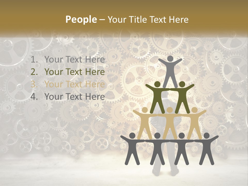 A Man Standing In Front Of A Wall Of Gears PowerPoint Template