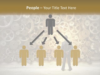 A Man Standing In Front Of A Wall Of Gears PowerPoint Template