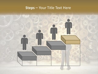 A Man Standing In Front Of A Wall Of Gears PowerPoint Template