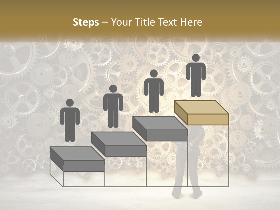 A Man Standing In Front Of A Wall Of Gears PowerPoint Template