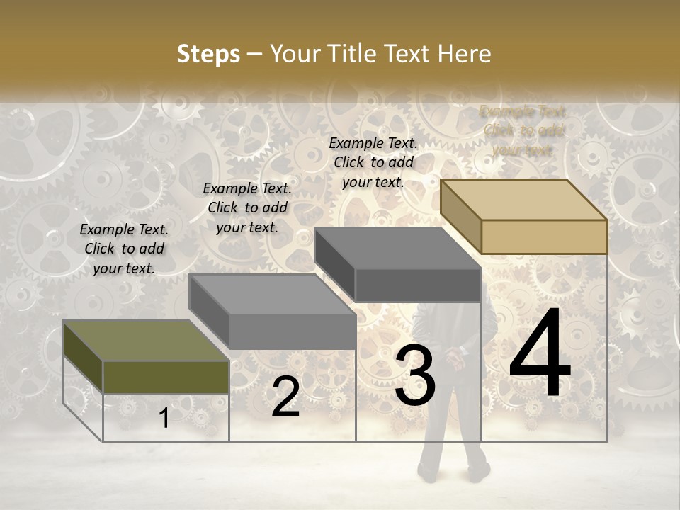 A Man Standing In Front Of A Wall Of Gears PowerPoint Template