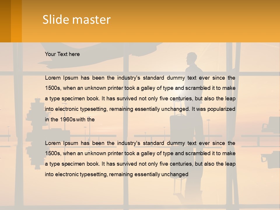 A Silhouette Of A Man With A Suitcase In Front Of A Window PowerPoint Template