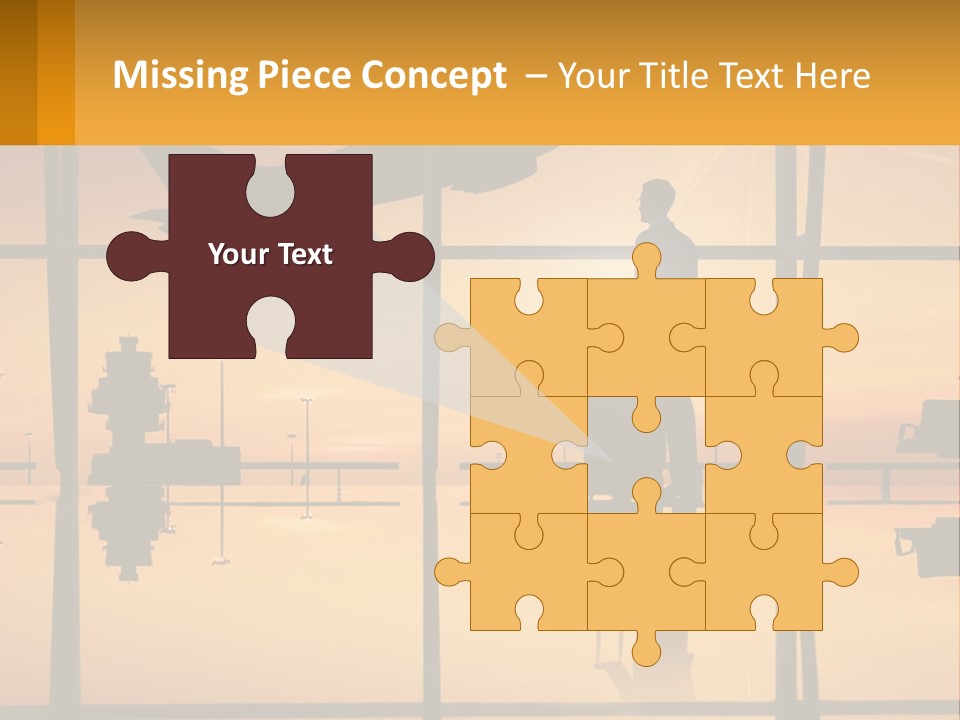 A Silhouette Of A Man With A Suitcase In Front Of A Window PowerPoint Template