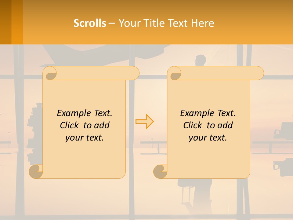 A Silhouette Of A Man With A Suitcase In Front Of A Window PowerPoint Template