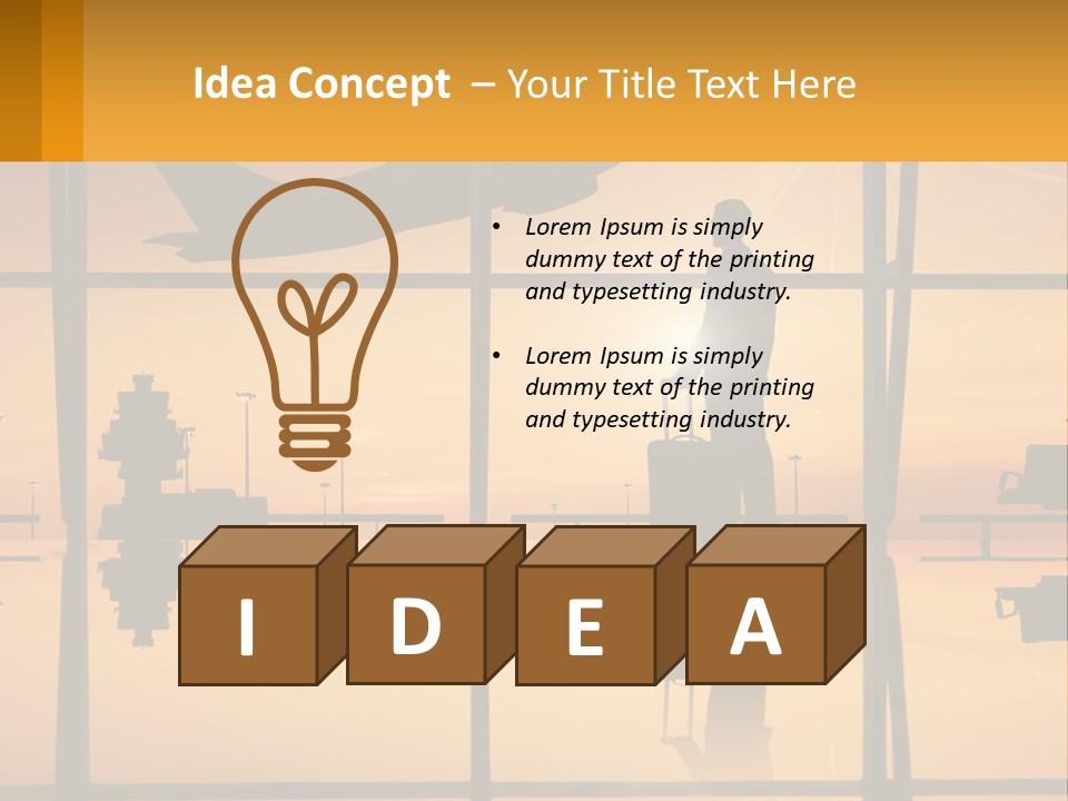 A Silhouette Of A Man With A Suitcase In Front Of A Window PowerPoint Template