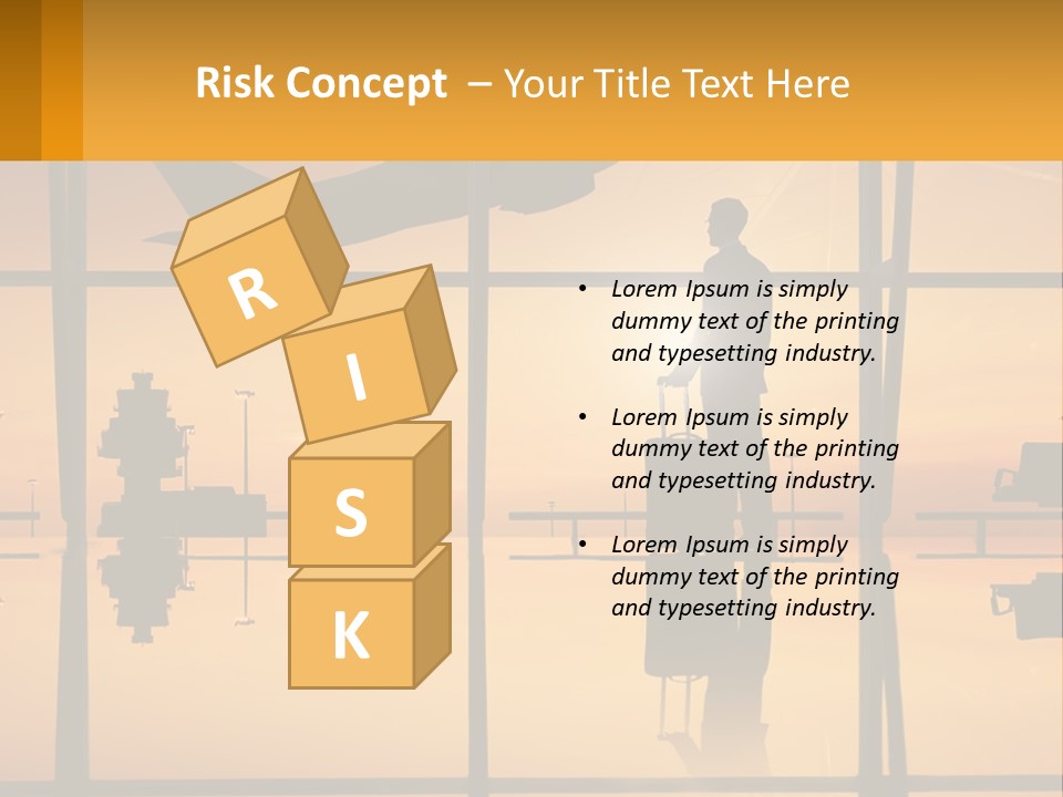 A Silhouette Of A Man With A Suitcase In Front Of A Window PowerPoint Template