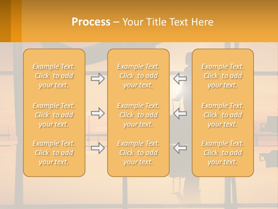 A Silhouette Of A Man With A Suitcase In Front Of A Window PowerPoint Template