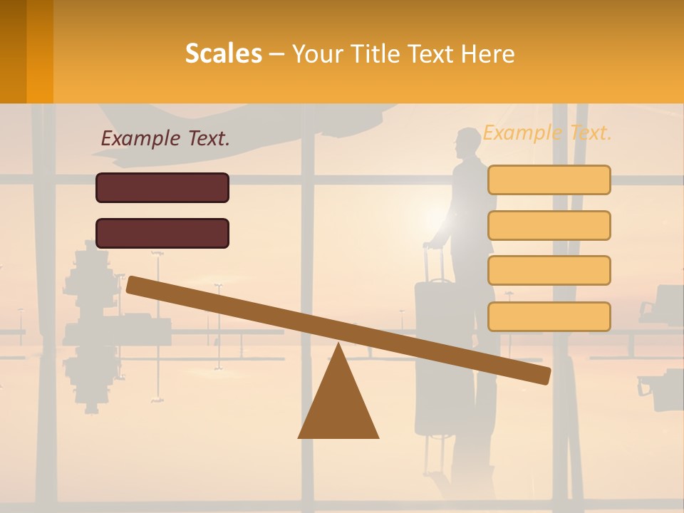 A Silhouette Of A Man With A Suitcase In Front Of A Window PowerPoint Template