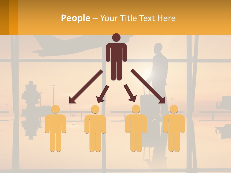 A Silhouette Of A Man With A Suitcase In Front Of A Window PowerPoint Template