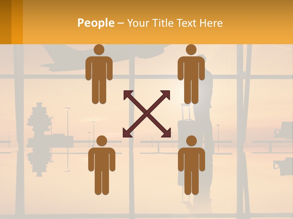 A Silhouette Of A Man With A Suitcase In Front Of A Window PowerPoint Template