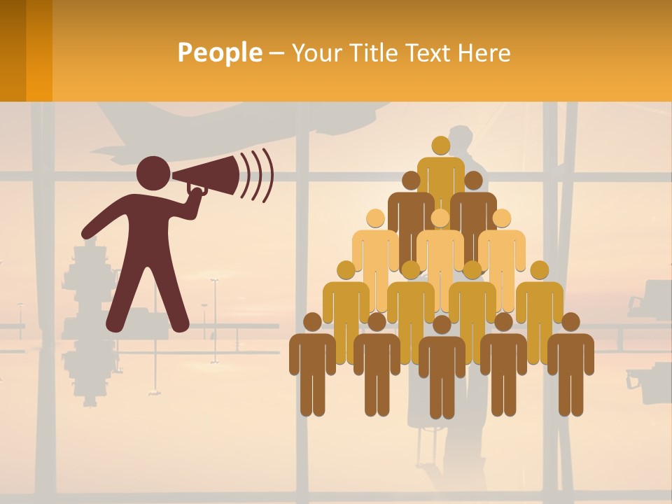 A Silhouette Of A Man With A Suitcase In Front Of A Window PowerPoint Template