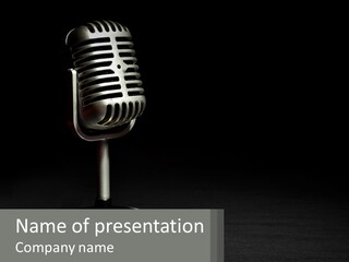 A Microphone On A Stand With A Black Background PowerPoint Template
