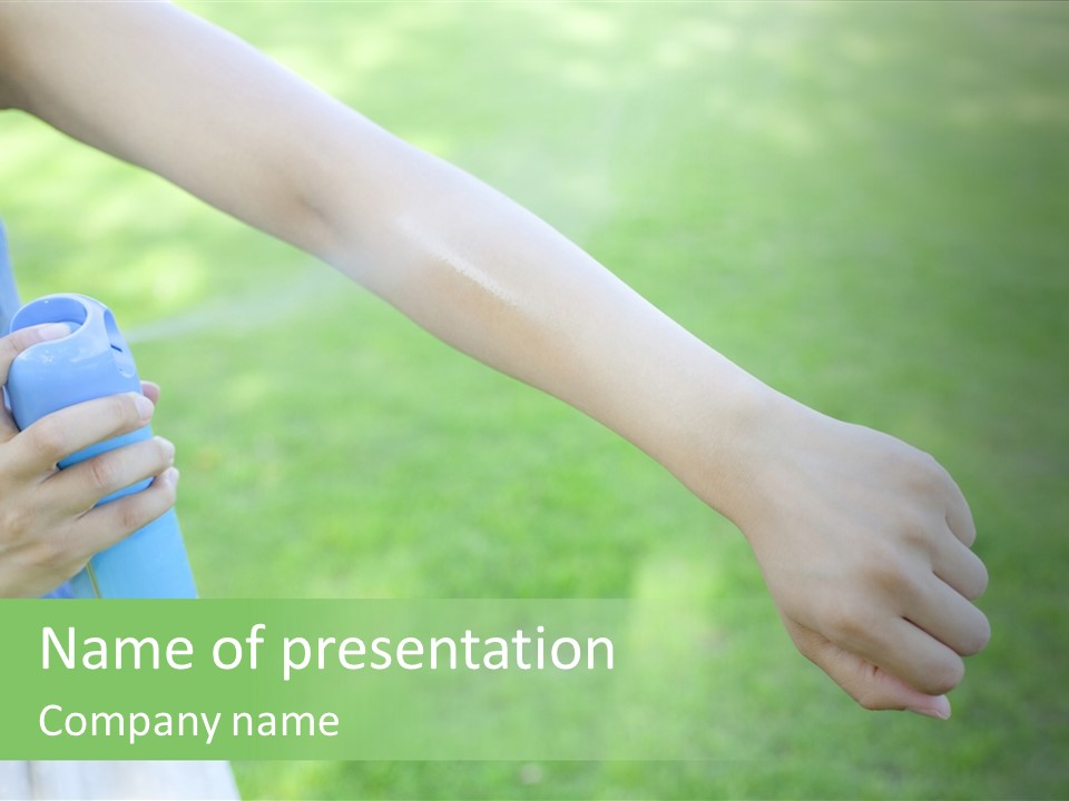 A Person Holding A Blue Object In Their Hand PowerPoint Template