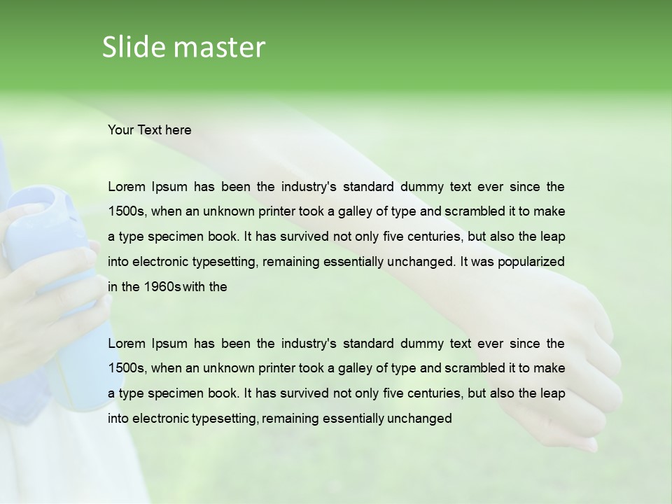 A Person Holding A Blue Object In Their Hand PowerPoint Template