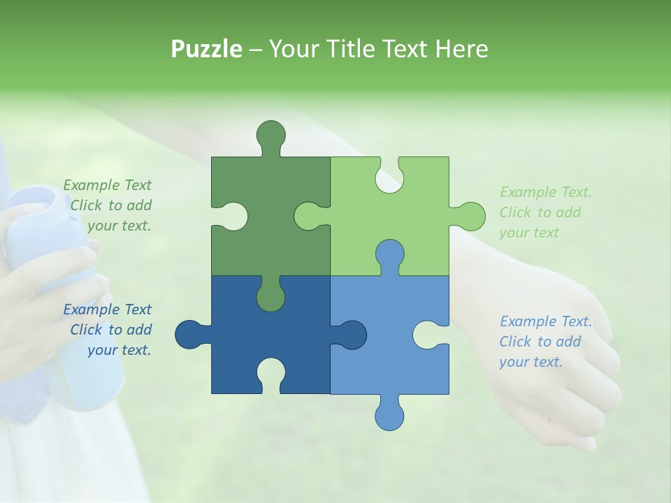 A Person Holding A Blue Object In Their Hand PowerPoint Template