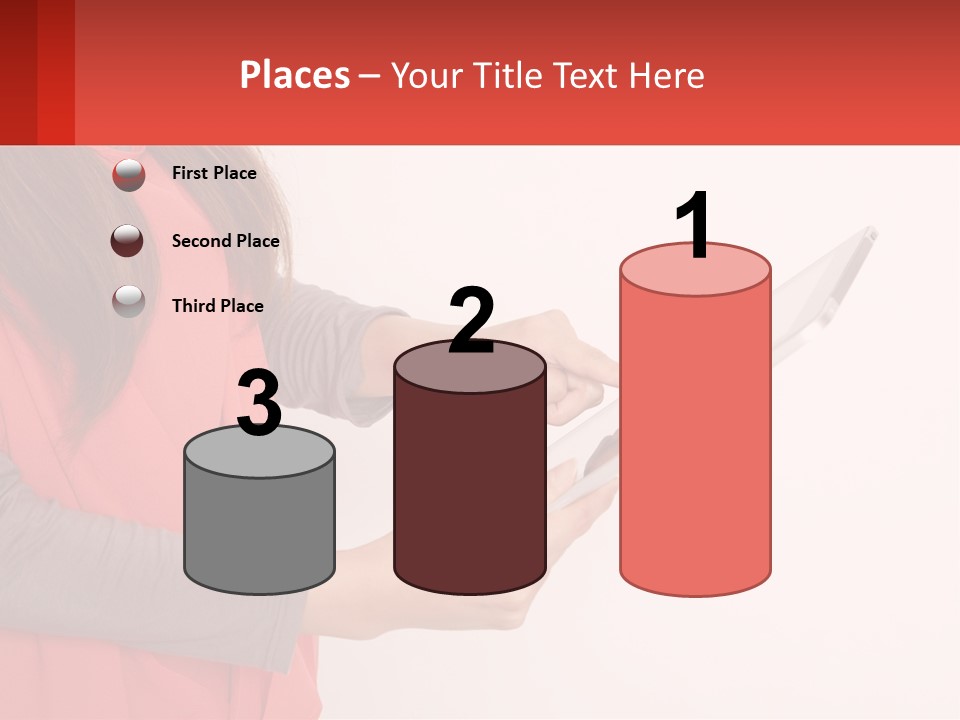 A Woman Holding A Tablet Computer In Her Hands PowerPoint Template