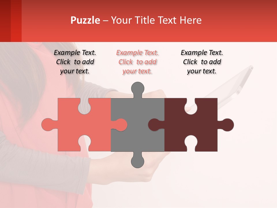 A Woman Holding A Tablet Computer In Her Hands PowerPoint Template