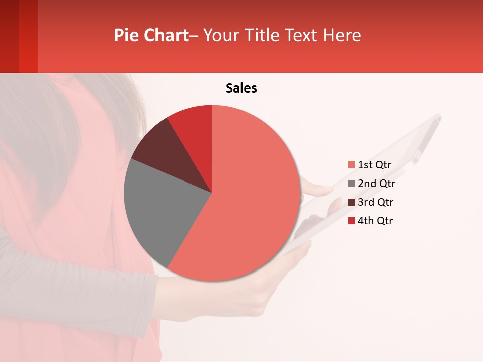 A Woman Holding A Tablet Computer In Her Hands PowerPoint Template
