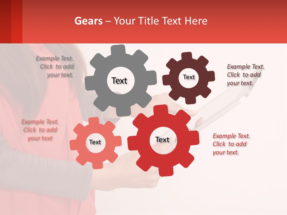 A Woman Holding A Tablet Computer In Her Hands PowerPoint Template