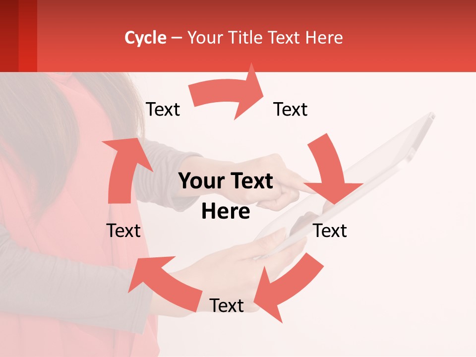 A Woman Holding A Tablet Computer In Her Hands PowerPoint Template