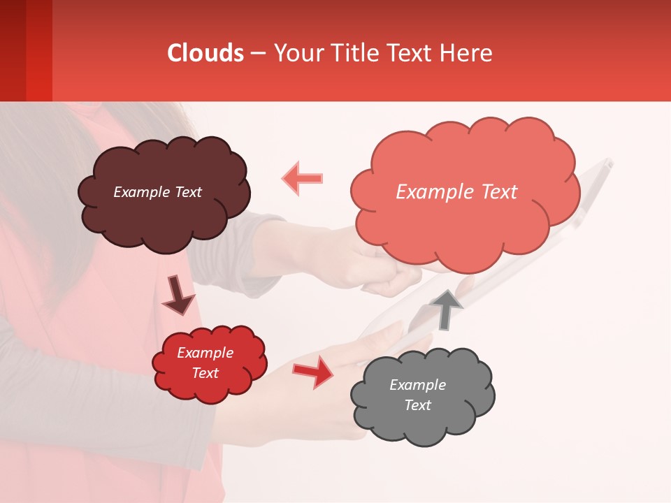 A Woman Holding A Tablet Computer In Her Hands PowerPoint Template
