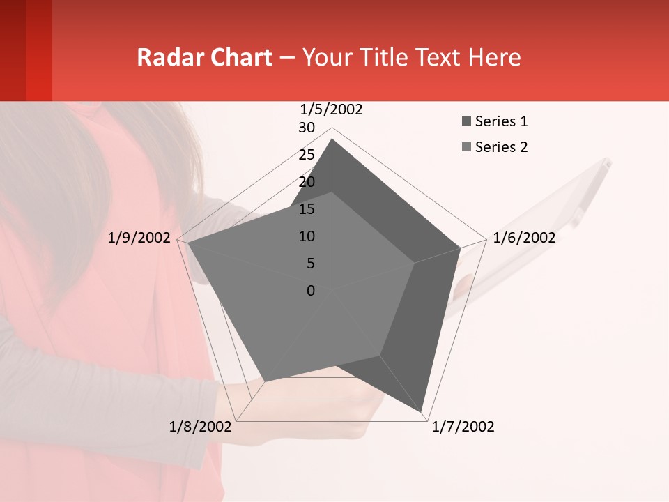 A Woman Holding A Tablet Computer In Her Hands PowerPoint Template