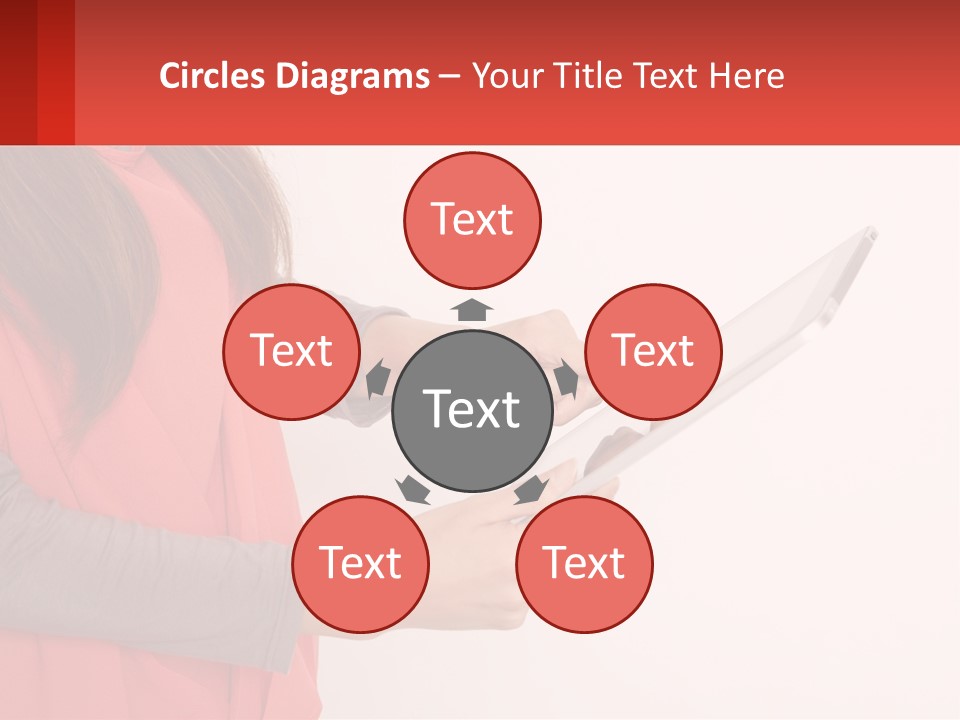 A Woman Holding A Tablet Computer In Her Hands PowerPoint Template