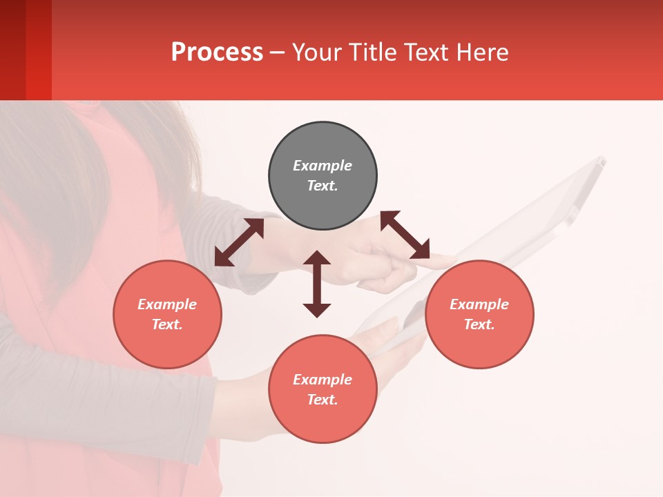 A Woman Holding A Tablet Computer In Her Hands PowerPoint Template