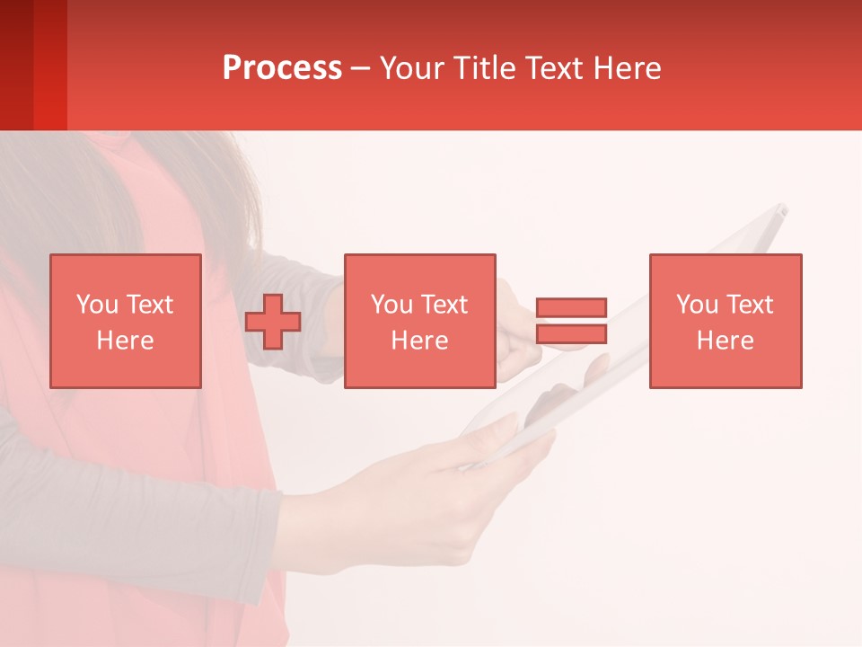 A Woman Holding A Tablet Computer In Her Hands PowerPoint Template