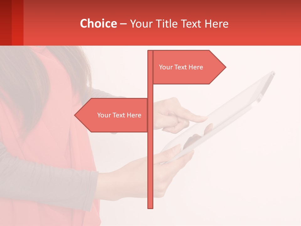 A Woman Holding A Tablet Computer In Her Hands PowerPoint Template