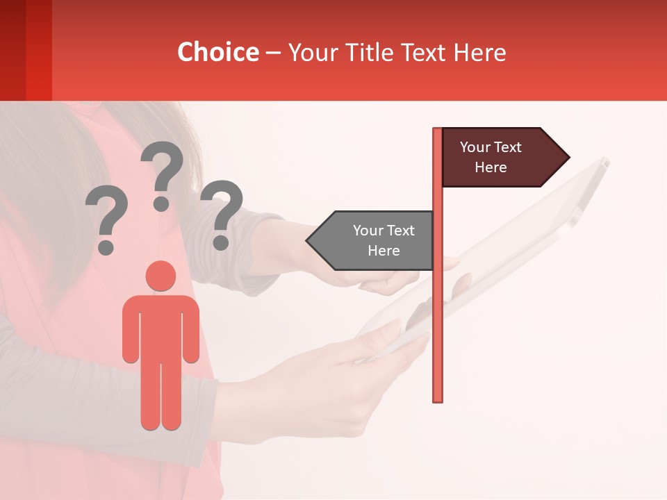 A Woman Holding A Tablet Computer In Her Hands PowerPoint Template