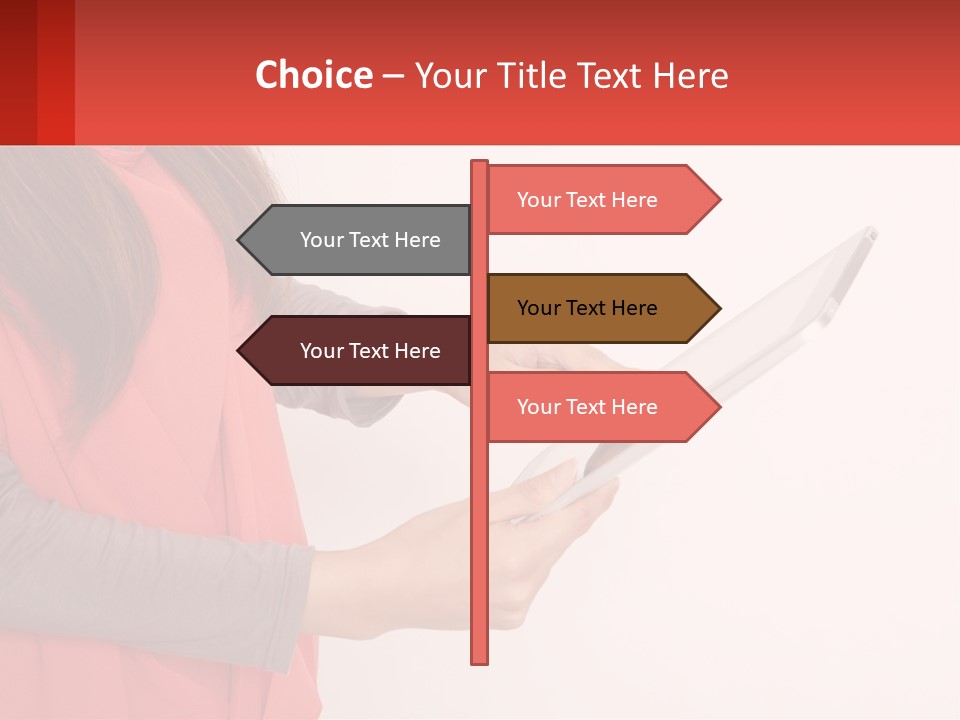 A Woman Holding A Tablet Computer In Her Hands PowerPoint Template