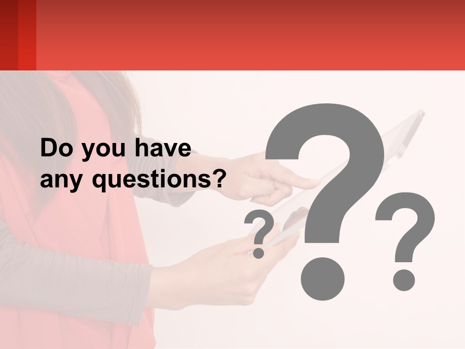 A Woman Holding A Tablet Computer In Her Hands PowerPoint Template