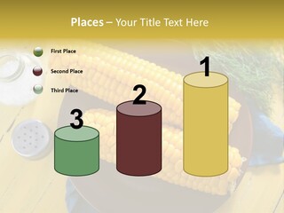 Corn On The Cob On A Plate With Salt And Pepper PowerPoint Template