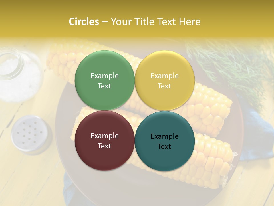 Corn On The Cob On A Plate With Salt And Pepper PowerPoint Template