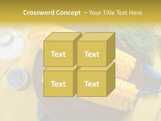Corn On The Cob On A Plate With Salt And Pepper PowerPoint Template