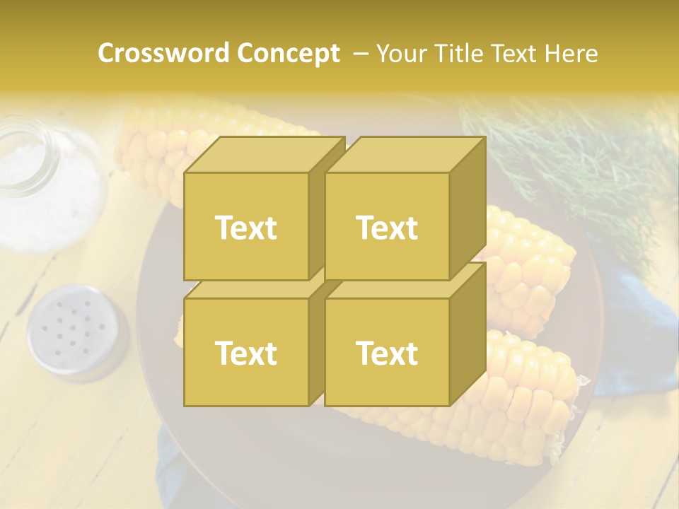 Corn On The Cob On A Plate With Salt And Pepper PowerPoint Template