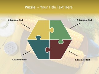 Corn On The Cob On A Plate With Salt And Pepper PowerPoint Template