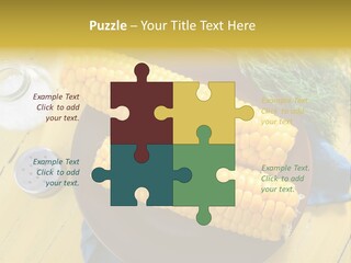 Corn On The Cob On A Plate With Salt And Pepper PowerPoint Template