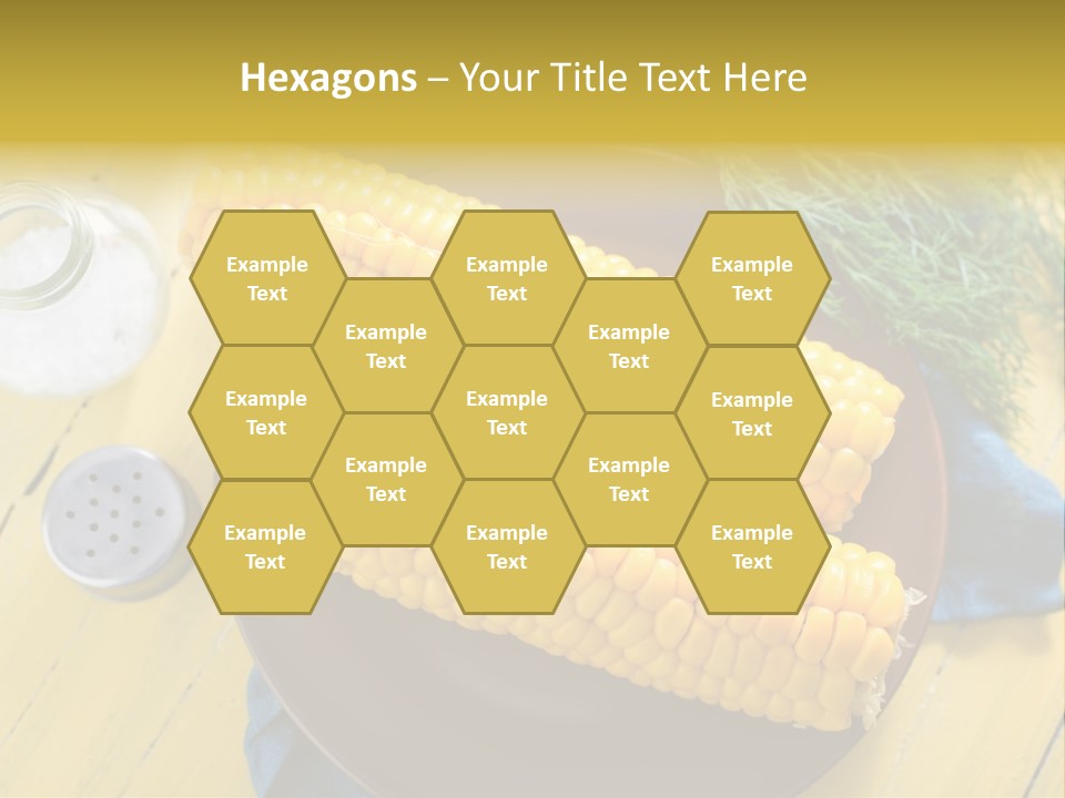 Corn On The Cob On A Plate With Salt And Pepper PowerPoint Template