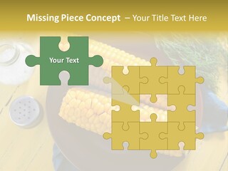 Corn On The Cob On A Plate With Salt And Pepper PowerPoint Template