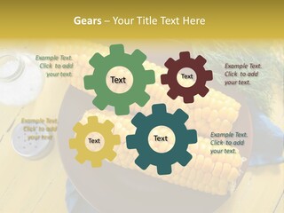 Corn On The Cob On A Plate With Salt And Pepper PowerPoint Template