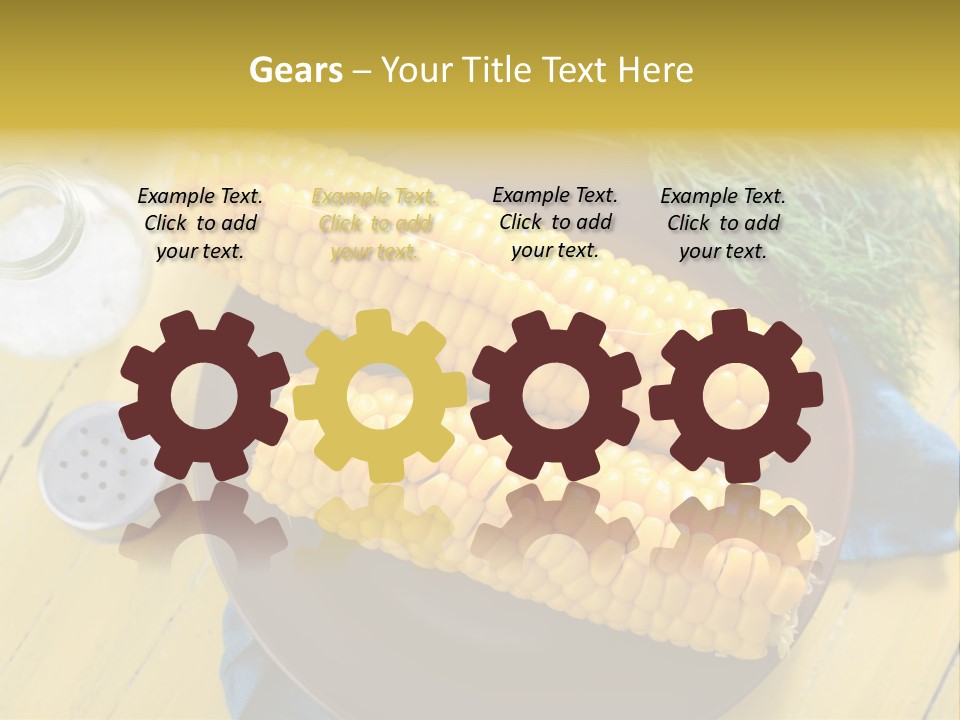 Corn On The Cob On A Plate With Salt And Pepper PowerPoint Template