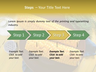 Corn On The Cob On A Plate With Salt And Pepper PowerPoint Template