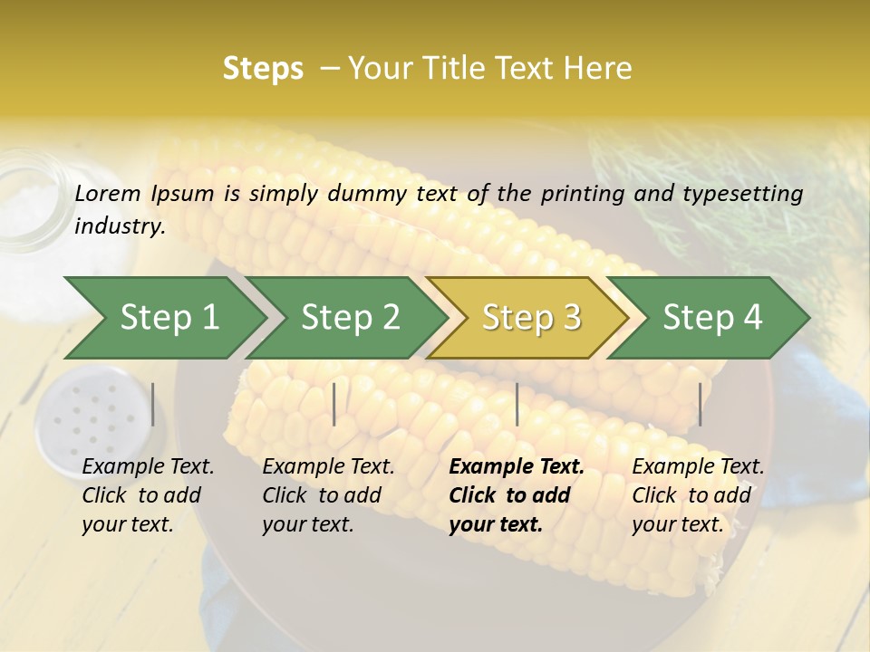 Corn On The Cob On A Plate With Salt And Pepper PowerPoint Template