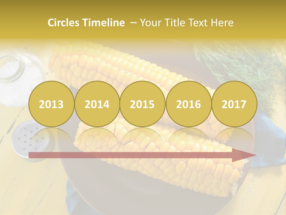 Corn On The Cob On A Plate With Salt And Pepper PowerPoint Template